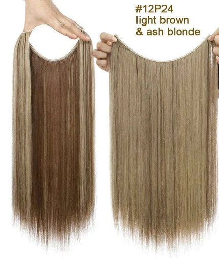 20-Inch Versatile Adjustable Invisible Wire Hair Extensions - Curly and Sleek Options