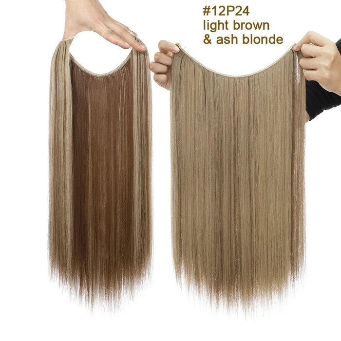 20-Inch Versatile Adjustable Invisible Wire Hair Extensions - Curly and Sleek Options