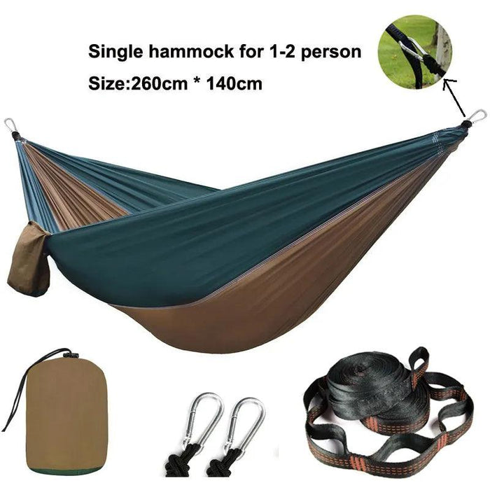 Zowee Camping Hammock Kit | Premium Parachute Nylon | Tree Straps & Carabiners