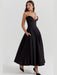 Chic Black Backless A-Line Spaghetti Strap Maxi Dress - Stunning Off-Shoulder Evening Fashion