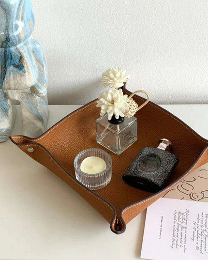 Elegant Leather Desk Tray Organizer for Keys, Jewelry, and Essentials - Stylish Storage Solution