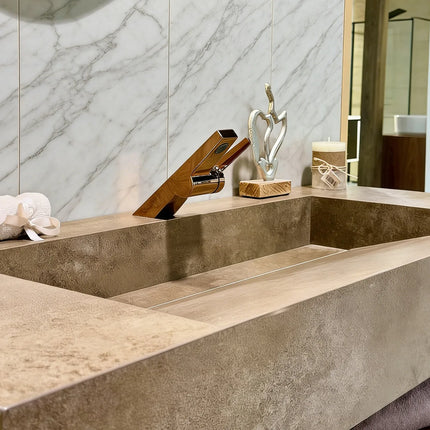 One Bear Custom Medieval Marble Sink Vanity - Waterproof & Scratch Res