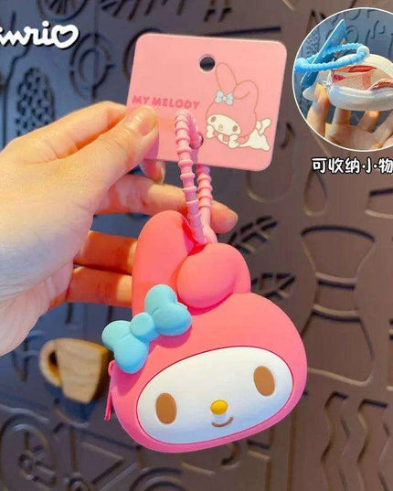 Kawaii Sanrio Character Silicone Coin Purse Trio - Charming Wallet with Cinnamoroll, Kuromi, and My Melody