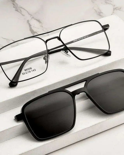 Sleek Polarized Titanium Clip-On Aviator Shades