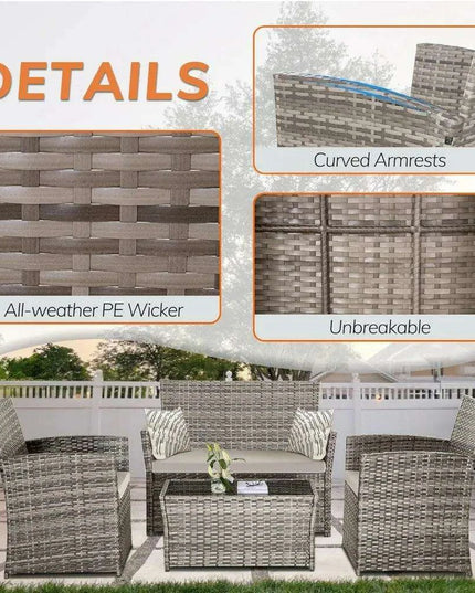 Versatile Outdoor Wicker Lounge Set for Patio and Garden