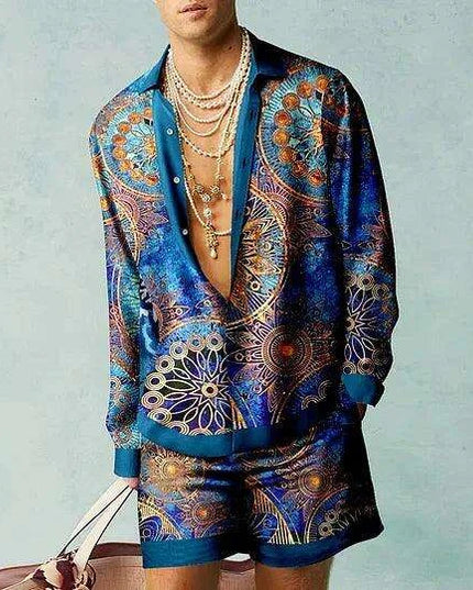 Men's 3D Printed Summer Streetwear Set: Casual Shirt & Oversized Beach Shorts