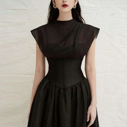 Chic High Waist Pleated A-line Dress for Women