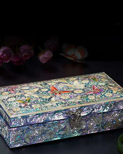 Exquisite Mother of Pearl Butterfly Keepsake Box with Elegant Lid