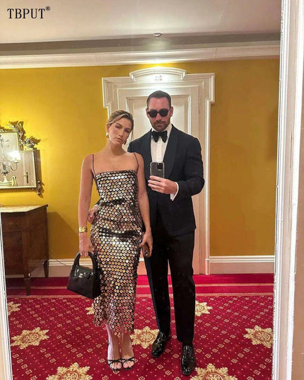 Gorgeous Backless Sequin Cocktail Dress - Elegant Evening Gown for Women