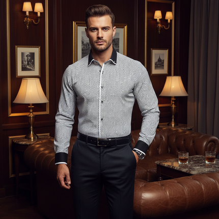 Men's Floral Button-Down Shirt — Long Sleeve, Slim Fit, S–5XL | Très Élite