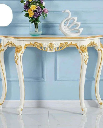 Elegantly Crafted Vintage Wood Half-Moon Console Table