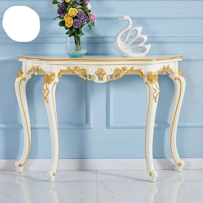 Vintage European Charm: Ornate Wood Console Table