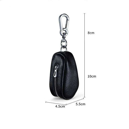 Leather Zippered Key Organizer Wallet for Car Keys