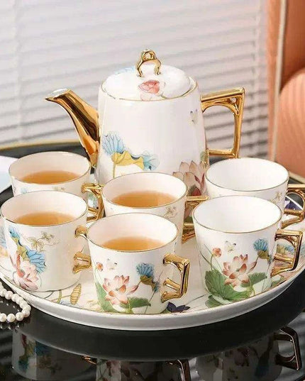 Luxurious Bone Porcelain Tea and Coffee Set in a Chic Presentation Box