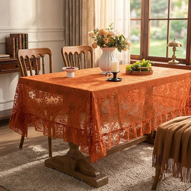 French Embroidered Lace Tablecloth – Floral Hollow, 6 Colours