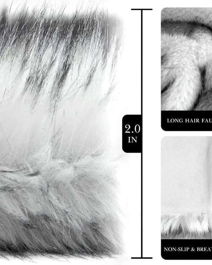 Grey Faux Fur Wolf Throw Blanket - Elegant Oversized Animal Print Plush Blanket