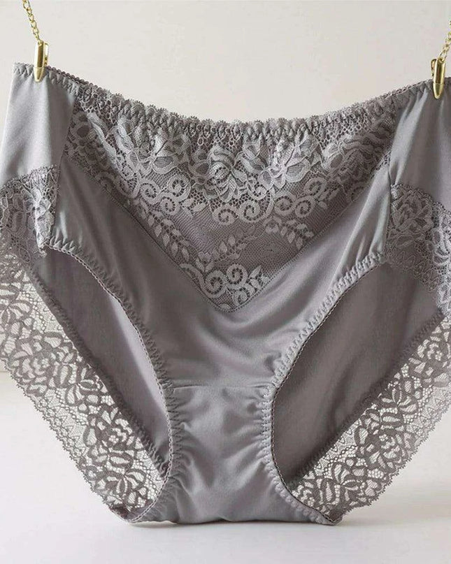 Chic Plus Size High Waist Floral Lace Briefs - Comfortable 3XL Women's Underwear