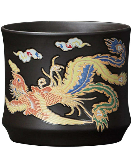 Artisan Dragon and Phoenix Purple Clay Teapot for Traditional Kung Fu Tea Ceremony