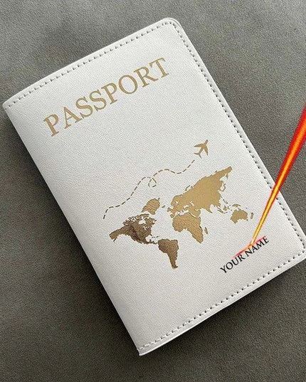 Custom Engraved Passport Holder for Adventurous Couples - Elegant Travel Essential