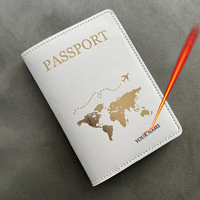 Customized Couples Passport Holder - Elegant Engraved Names Travel Companion