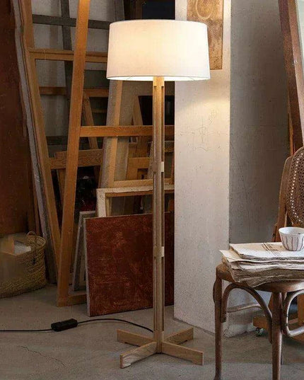 Rustic Wabi Sabi Walnut Floor Lamp - Stylish Illumination for Any Room