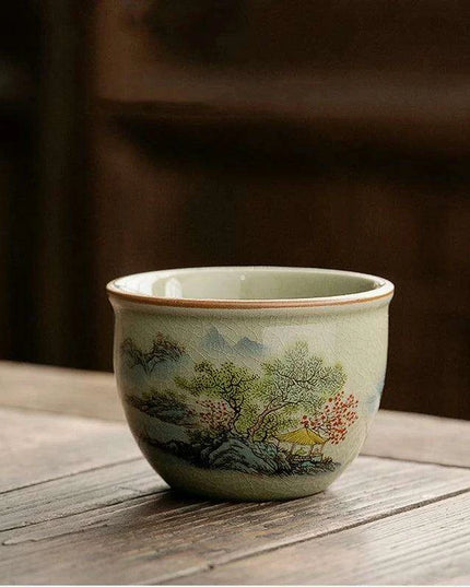 Elegant Landscape Ceramic Tea Cup for Traditional Kung Fu Tea Ceremony