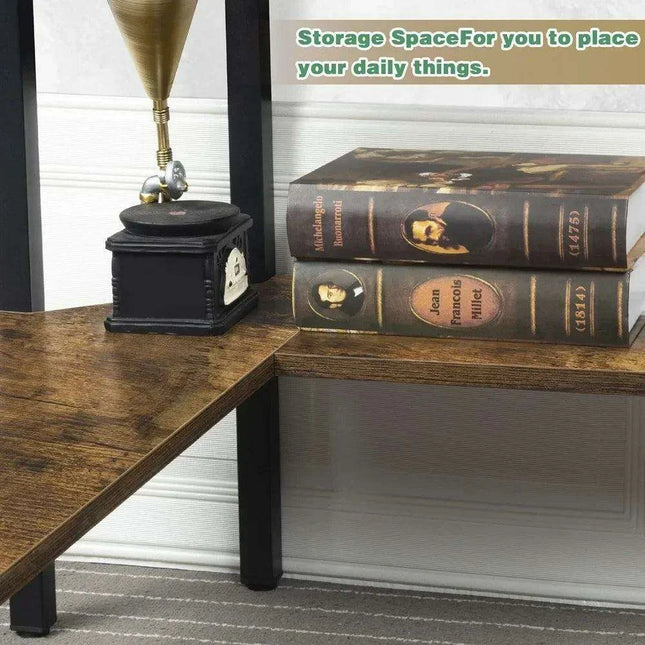 Space-Saving Triangular Corner Desk with Functional Storage and Roomy Workspace - Modern Computer Table