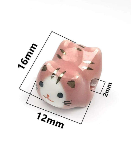 Charming Anime-Inspired Lucky Cat Ceramic Beads for Creative Jewelry Projects - 15x21mm Porcelain Essentials with Vertical Hole