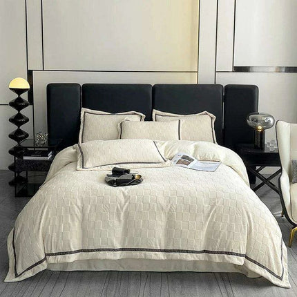 3D Plush Velvet Queen Duvet Cover Set of 4 pcs