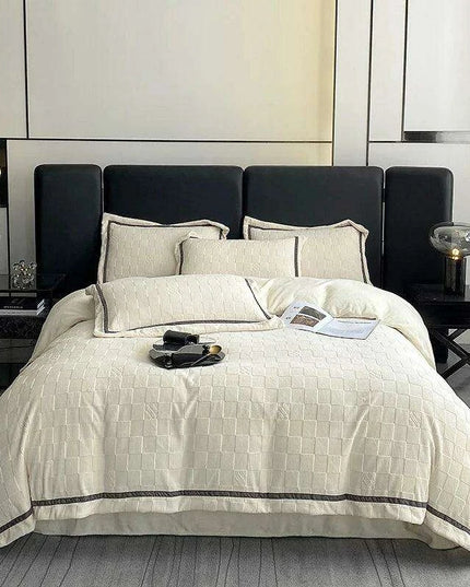 3D Plush Velvet Queen Duvet Cover Set of 4 pcs