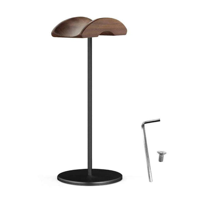 Stylish Walnut & Aluminum Alloy Headphone Stand - Modern Minimalist Earphone Holder for Desk Organization