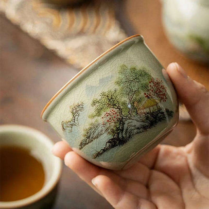 Elegant Landscape Ceramic Tea Cup for Traditional Kung Fu Tea Ceremony