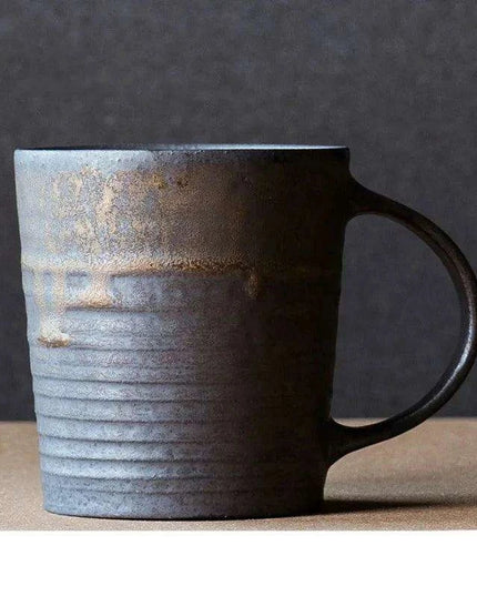 Nordic Charm Ceramic Coffee Mug with Hanging Ear and Gilt Couple Design