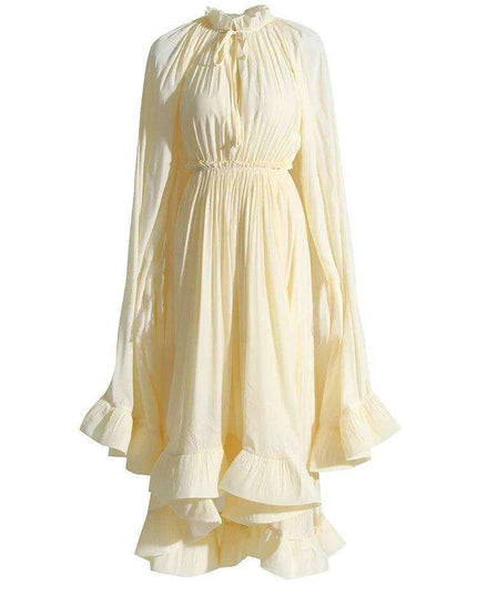 Stylish High Waist Patchwork A-Line Dress for Women - Chic V-Neck, Sleeveless, and Unique Irregular Hem