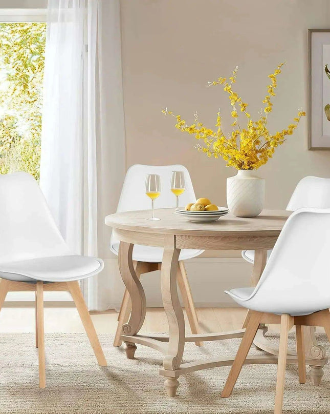 Sleek Mid-Century Dining Chair Ensemble: 4 Premium Leather-Cushioned Seats