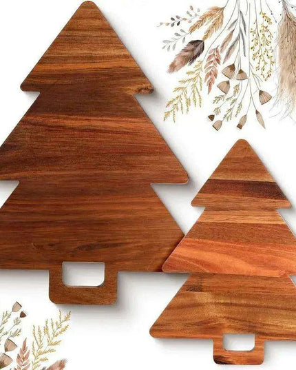 Festive Wooden Christmas Tree Serving Tray for Holiday Gatherings and Home Decor