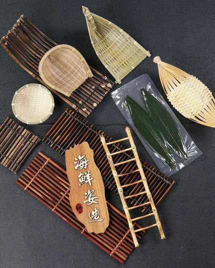 Sophisticated Bamboo Sushi Serving Set - Artistic Bento Tools and Deluxe Sashimi Platter