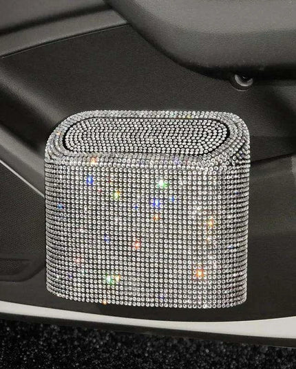 Rhinestone Elegance Car Trash Bin - Chic Auto Waste Container