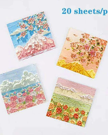 Vintage Art-Inspired Sticky Note Collection - Retro Landscape Memo Pads for Creative Spaces