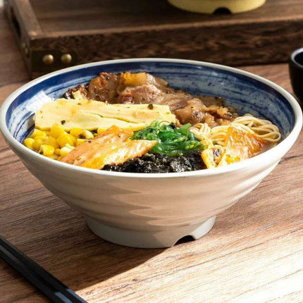 Sophisticated Japanese Melamine Noodle Bowl - Stylish Faux Porcelain Dining Set