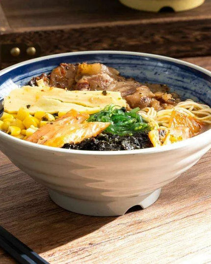 Sophisticated Japanese Melamine Noodle Bowl - Stylish Faux Porcelain Dining Set