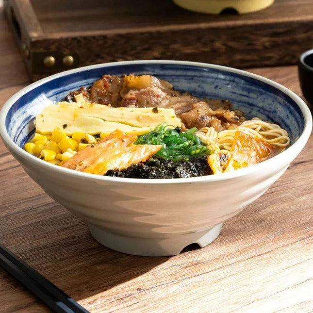 Sophisticated Japanese Melamine Noodle Bowl - Stylish Faux Porcelain Dining Set