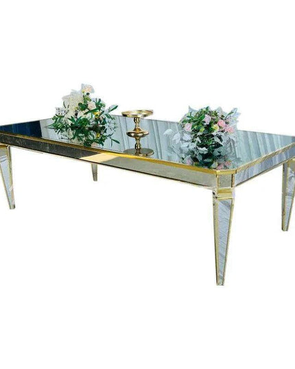Elegant Minimalist Rectangular Mirror Dining Table for Weddings and Events