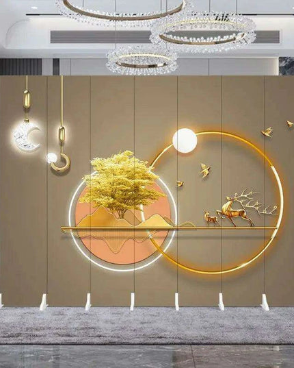 Contemporary Dual-Sided Mobile Folding Screen for Stylish Space Division