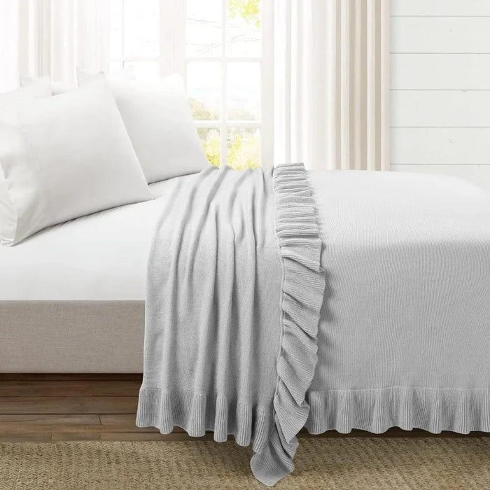 King Bed Linen Set Reyna 3-Piece Ruffled Comforter Bedding Set With Pillow Shams