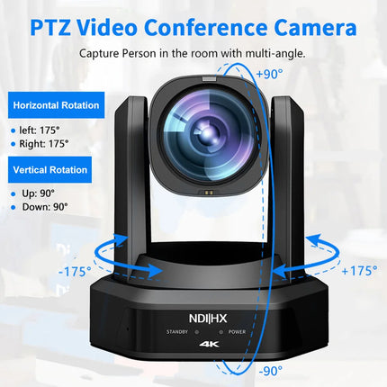 4K PTZ Camera with AI Auto Tracking — 12X/20X Optical Zoom, NDI, PoE, HDMI/SDI/USB/IP Live Streaming