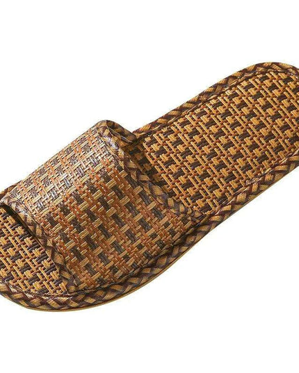 Unisex Comfortable Bamboo Woven Sandals - Non-Slip Rattan Grass Slippers for Spring and Summer