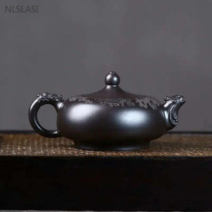 Handcrafted 200ml Authentic Zisha Black Mud Teapot - Premium Infuser for Discerning Tea Aficionados