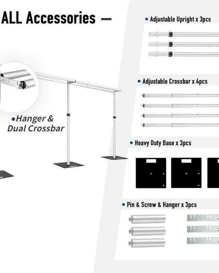 Versatile Adjustable Pipe & Drape Backdrop Stand for Events - Choose 10x10ft or 10x20ft Sizes