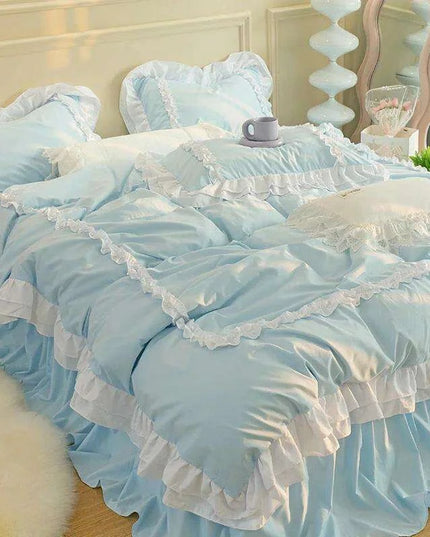 Sumptuous Korean-Style Washed Cotton Bedding Ensemble with Elegant Envelope Pillowcase Design